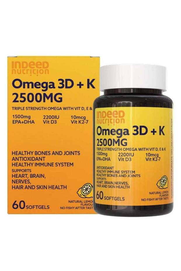 Nutrition Omega 3D-K 2500mg Softgels 60s | Omega with Vitamin D3 & K2 | Heart, Brain, Bone &