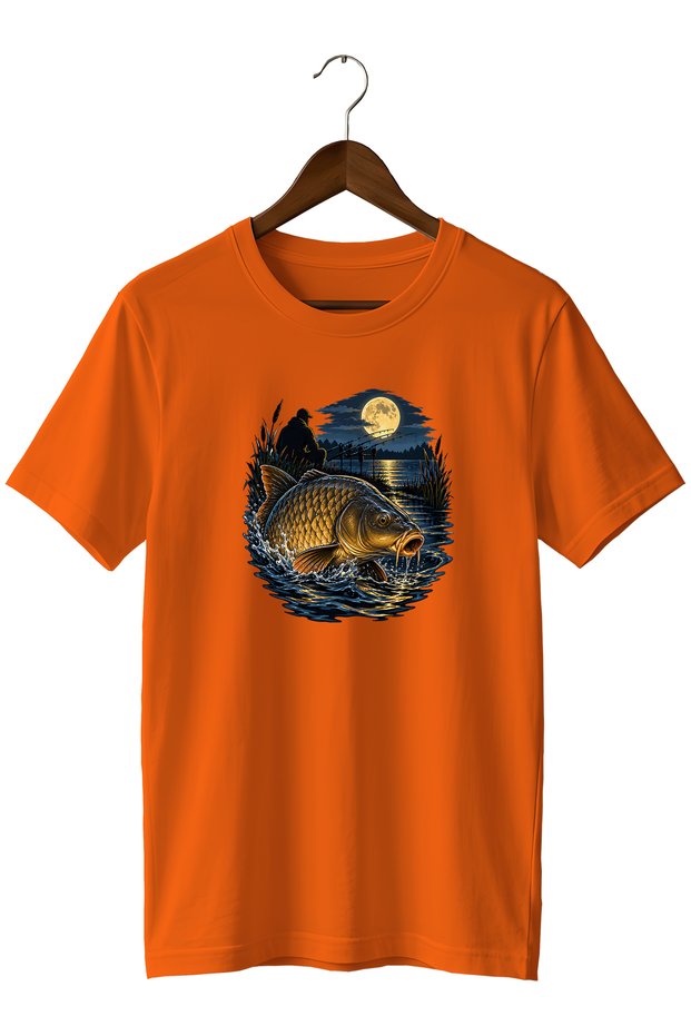 Widi Collection Night Carp Fish Printed Unisex T-Shirt – Fishing and Angling Themed Short Sleeve Crew Neck