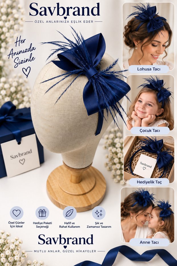 Luxurious and Stylish Mother's Crown - Feathered Ribbon Crown