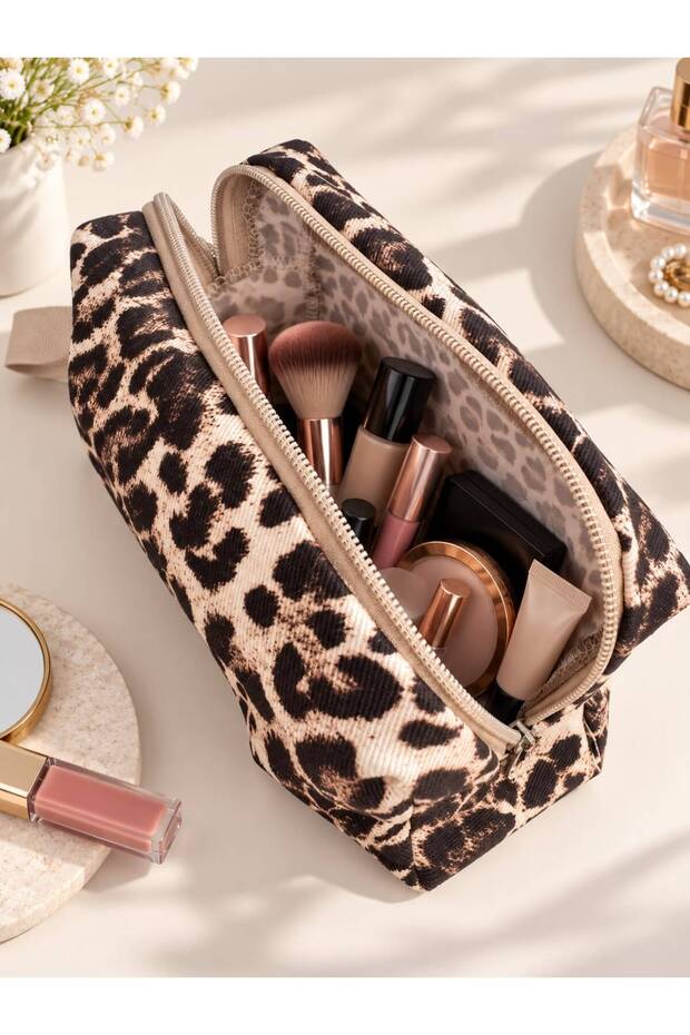 Leopard Print Makeup Bag
