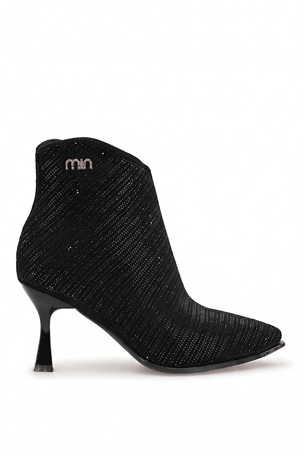 26Blg416-1 Women's Beaded Heeled Boots Black