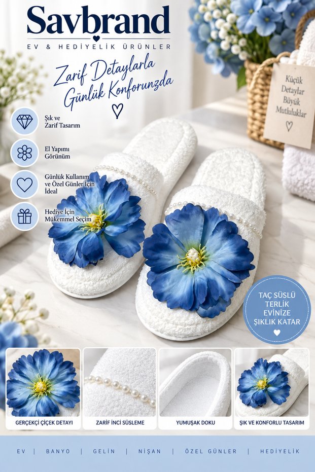 Floral Bridal Towel Slippers – Stylish Home and Bridal Slippers with Floral Detailing