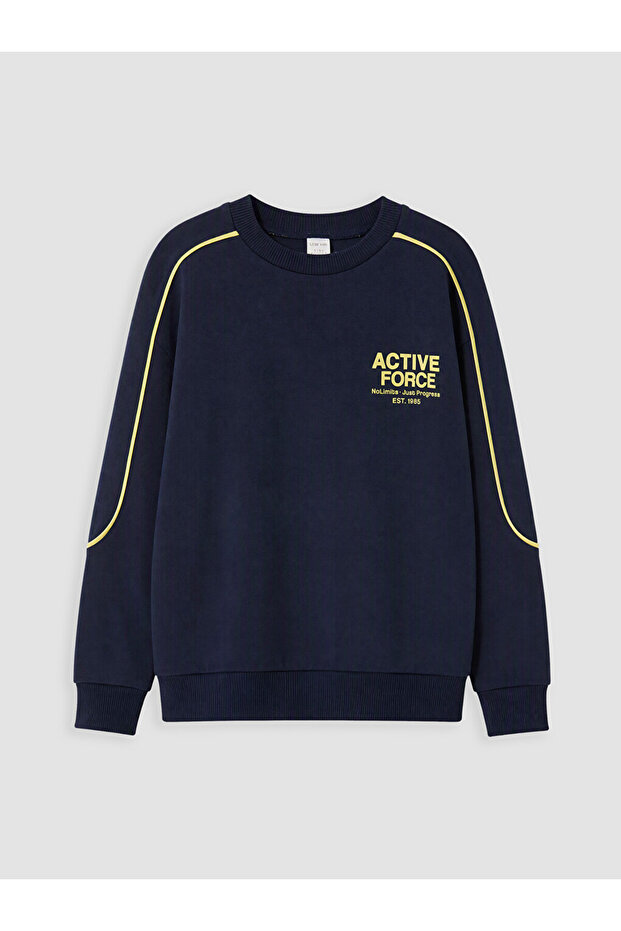 Ozmarka New Season Navy Blue Crew Neck Boys' Sweatshirt