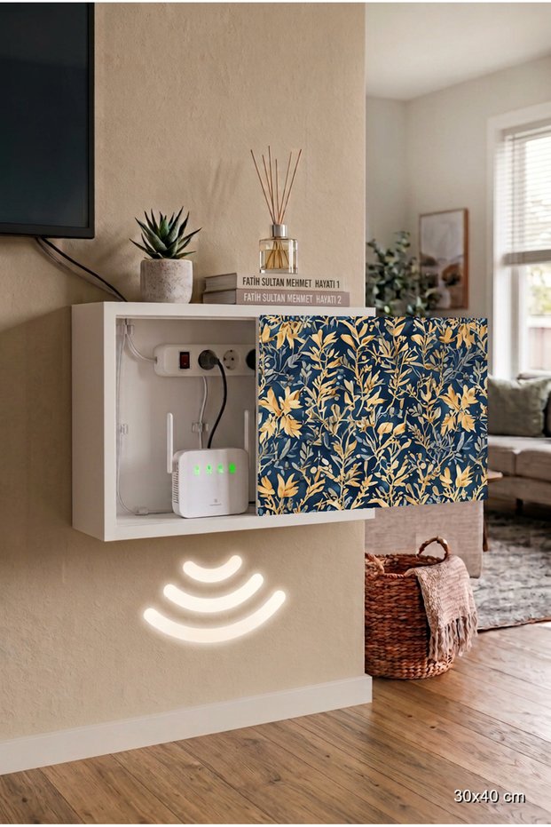 Luxury Premium Quality Natural Wood Wall Mounted Wifi Box Router Hider Cable Organizer