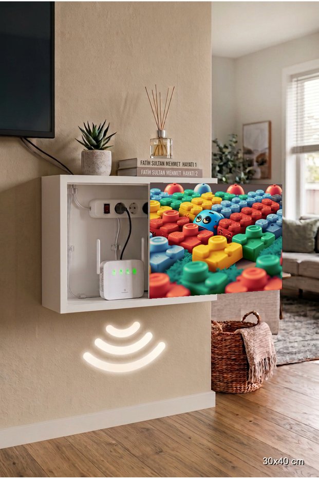 Colorful Luxury Design Solid Wood Wall Mounted Insurance Storage Cable Hider Router Hider