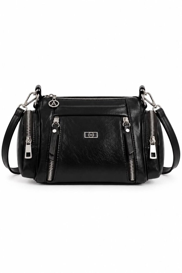Women's Zipper Detailed Multi-Compartment Hand and Shoulder Bag