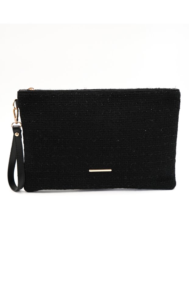 Women's Tweed Fabric Tablet Size Clutch Bag