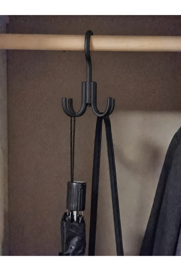 4-Hook Swivel Closet Hanger – Bag, Belt, and Umbrella Organizer Hanger