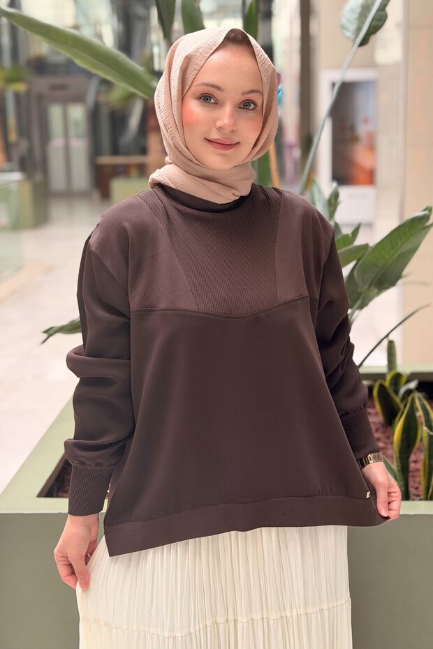 Ribana Collar Mercerized Combination Tunic