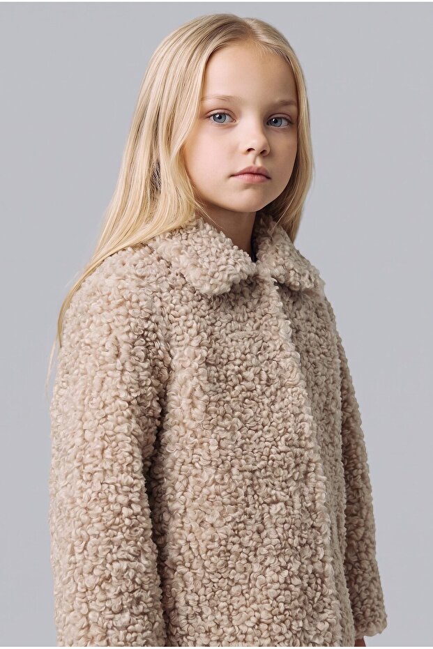 Ultra Soft Plush Textured Polo Collar Coat Baby Girl H3546A526Au