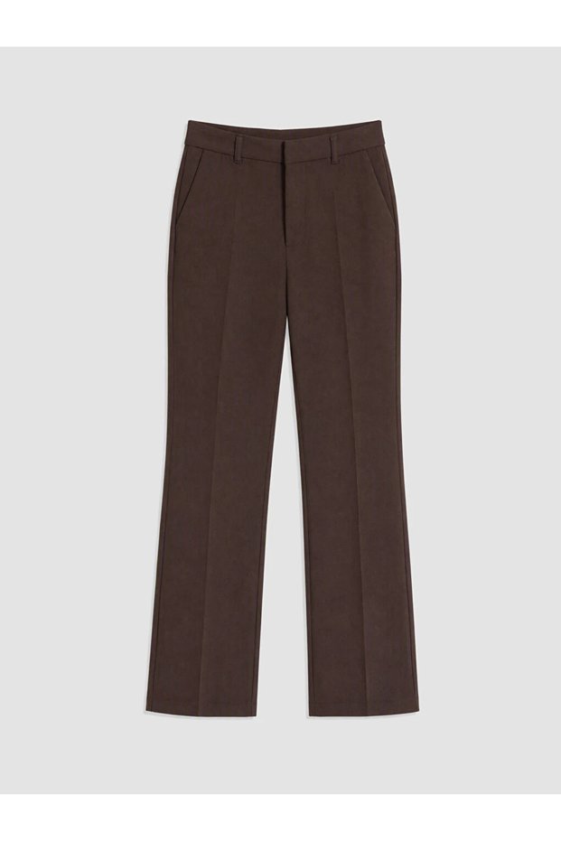 Brown High Waist Women's Cigarette Pants