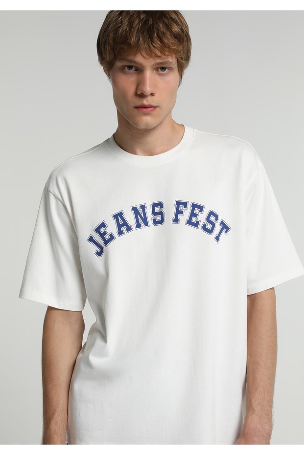 Oversize Fit Round Neck Plain Men's White Short Sleeve T-Shirt