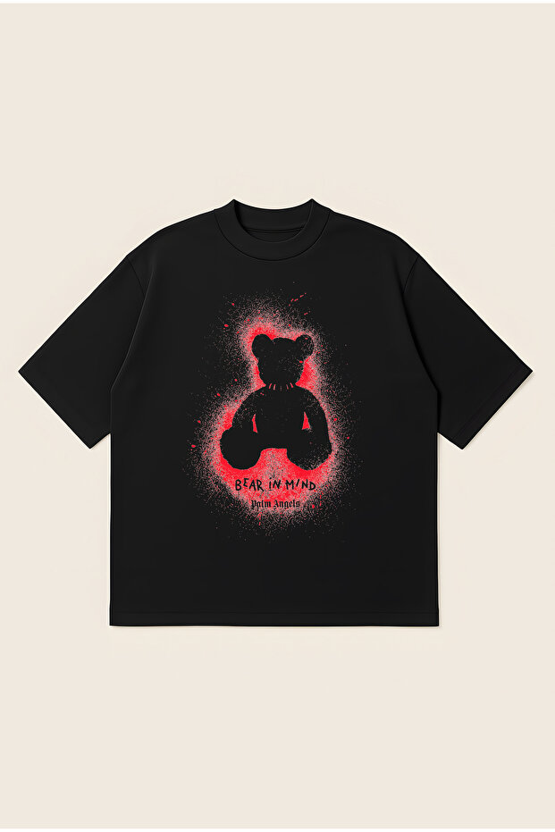 Palm Angels Bear in Mind Red Printed Oversize Boxy Cut Unisex 100% Cotton Breathable Tshirt
