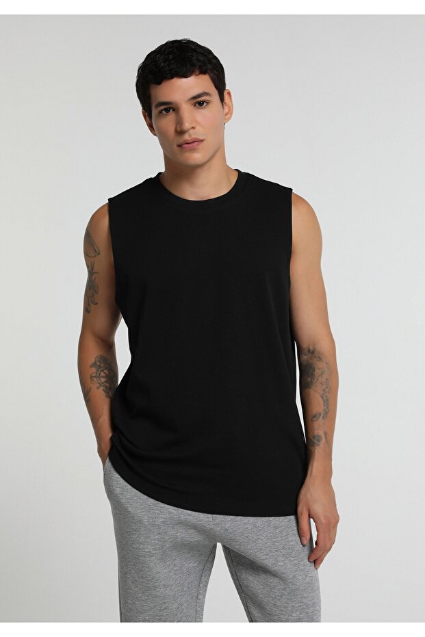 Regular Fit Men's Black Undershirt