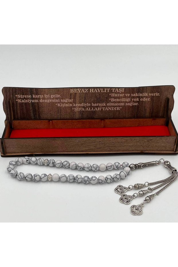 Natural Jade Stone Prayer Beads 33-Piece Men's Prayer Beads Green Natural Stone with Tassels Wooden Boxed Gift for Men Ak