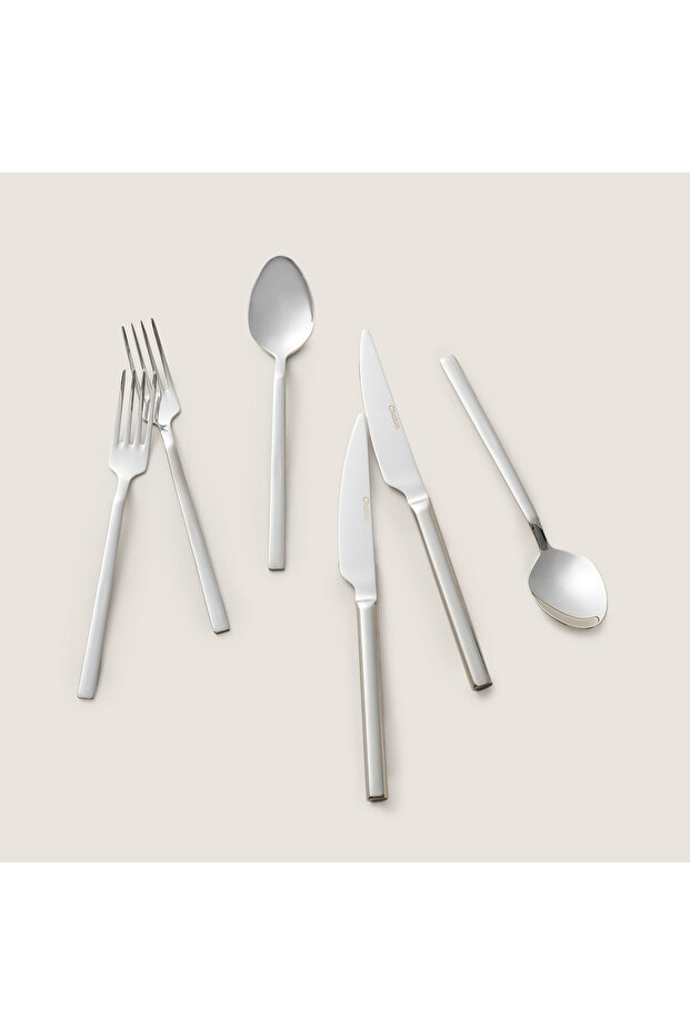 Destina 18 Piece Dessert Fork Spoon Knife Set Shiny Silver