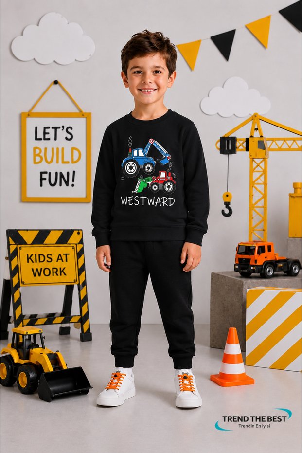 Winter Unisex Black Tracksuit, Black Sweat Top and Bottom Set