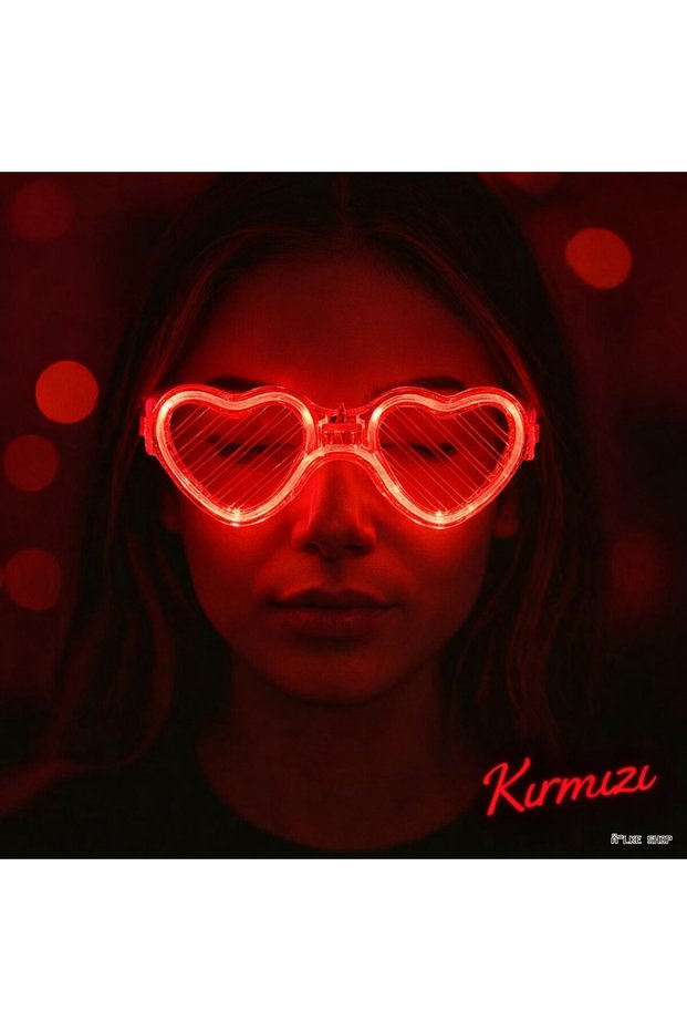 Ilkestor Red Led Light up Heart Glasses – 3 Modes Party & (61342) Glow Goggles