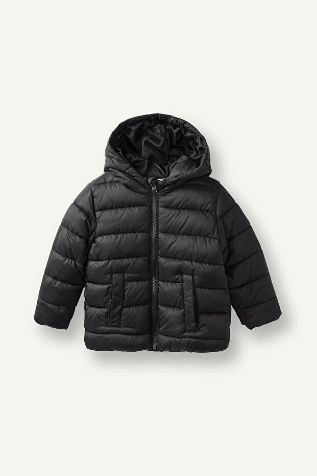 Water Repellent Waterproof Hooded Zippered Inflatable Black Baby Boy Coat E8464A5/Bk81