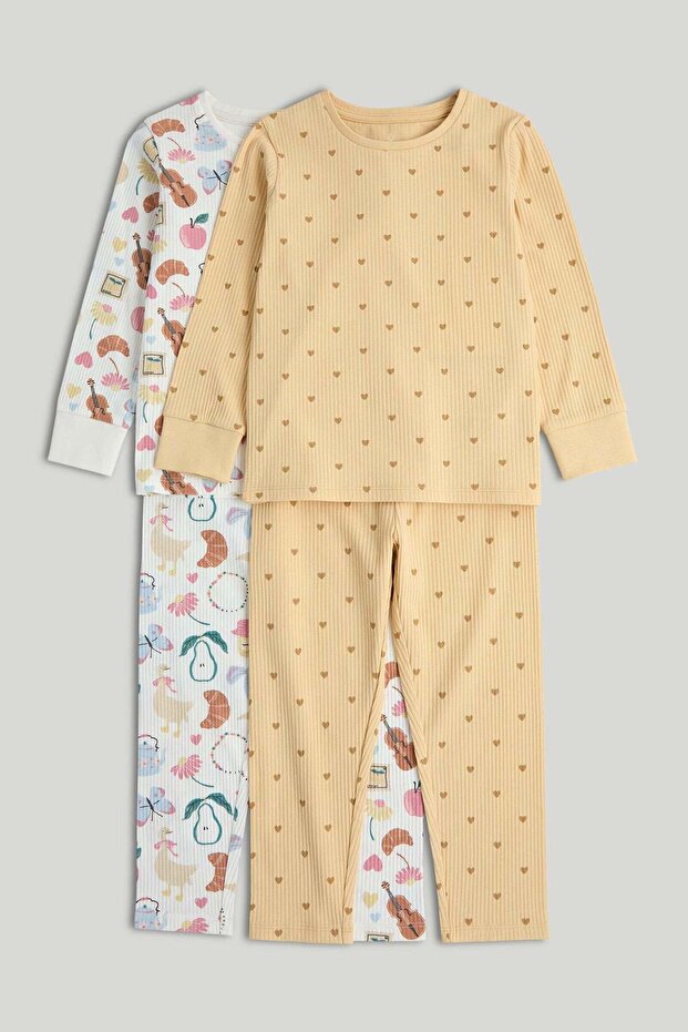 2 Pack Ribbed Pyjamas