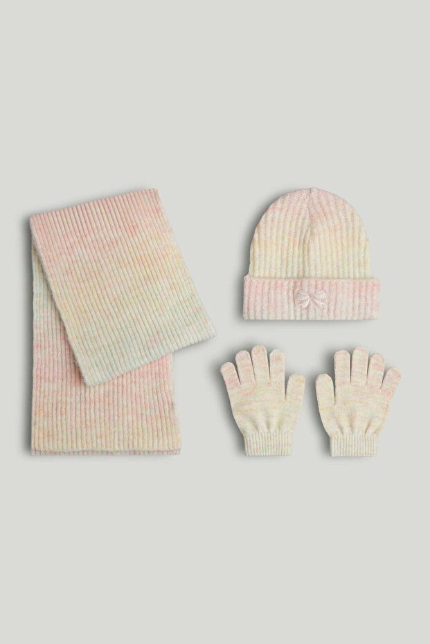 Ombre Knitted Hat, Scarf and Gloves Set