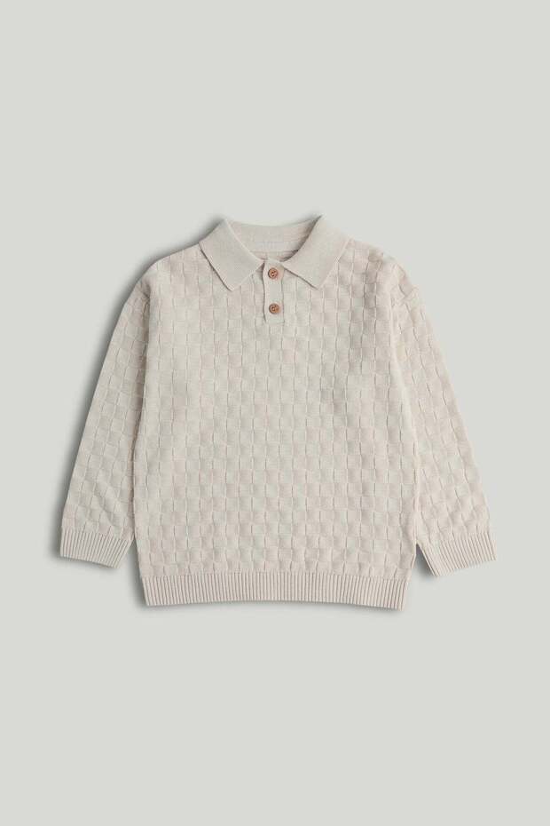 Beige Checkerboard Polo Shirt