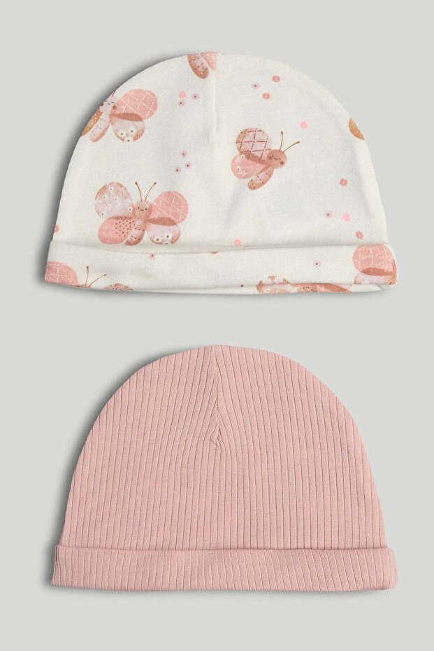 2 Pack My First Pink Baby Hats