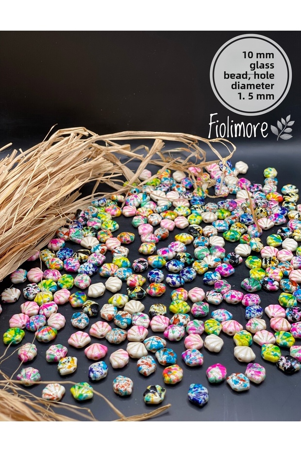10 mm Glass Sea Shell Beads Mixed Color (20 Pieces) Hole Diameter 1.5 mm Jewelry Design Hobby Beads