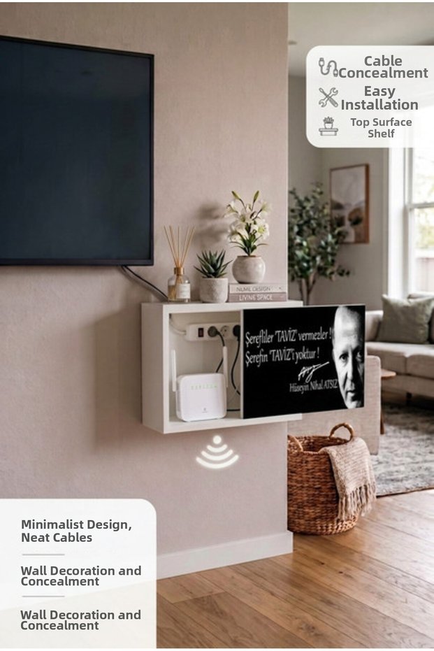 Wooden Colorful Covered Fuse Box Storage Wall Mounted Wifi Modem Cable Hider Organizer
