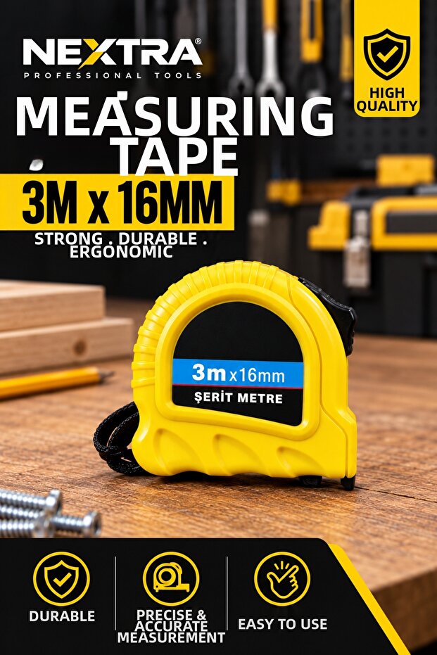 3 Meter Tape Measure 3m X 16mm Steel Measuring Meter Durable Ergonomic Measure Tool