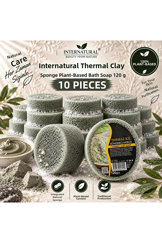 Internatural Thermal Clay Sponge Herbal Bath Soap 10 Pack (10 X 120 g)