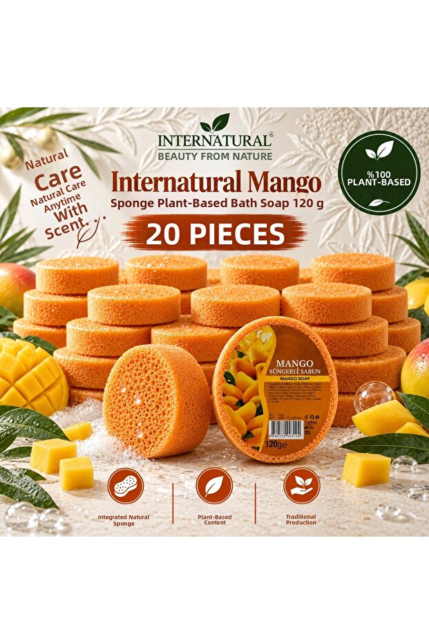 Internatural Mango Sponge Herbal Soap 20 Pack (20 X 120 g)