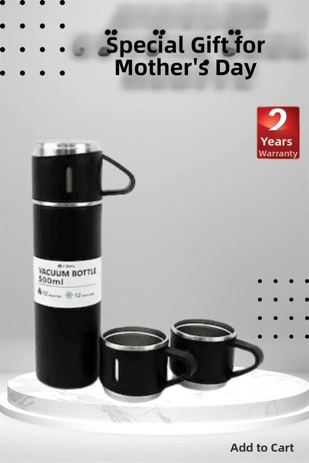 Spt-Gld 3-Cup Thermos Set Special Gift for Mother's Day Portable Leak-Proof (161649) Heat Preserving