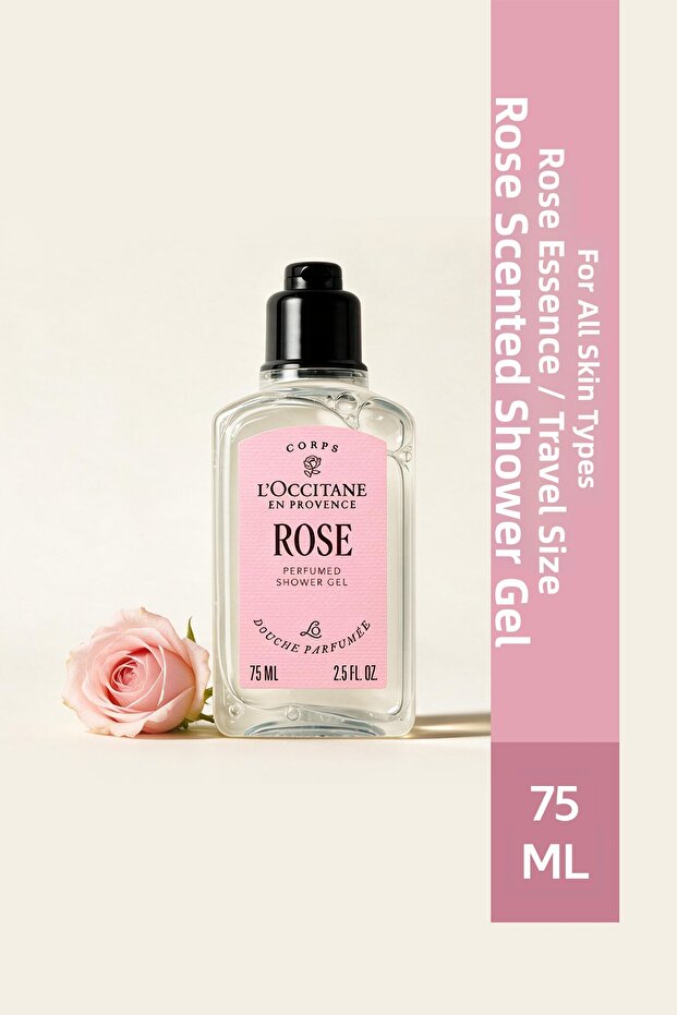 Rose Perfumed Shower Gel, Containing Rose, Travel Size, 75 ml