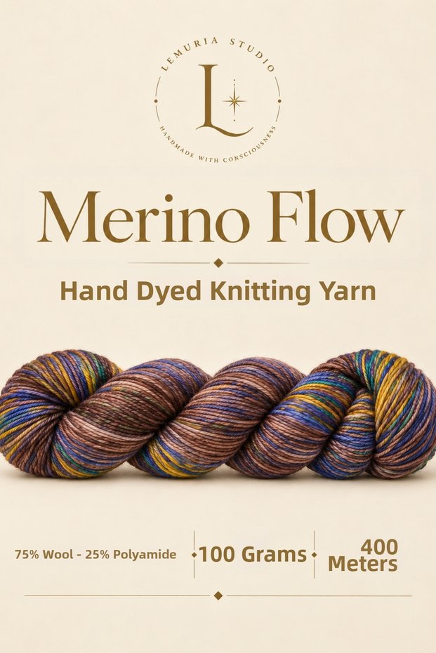 Merino Flow Premium Hand Dyeing 75% Wool 25% Polyamide Knitting Yarn 100 Gr 400 m