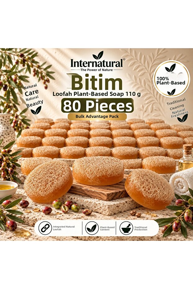 Internatural Bıttım Pumpkin Fiber Herbal Soap 80 Pack (80 X 110 g)