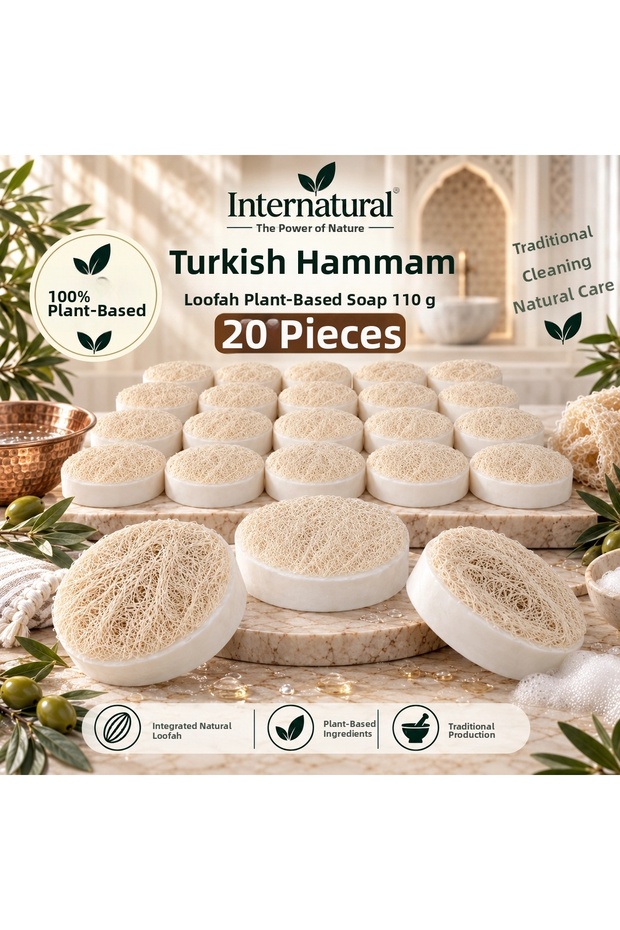 Internatural Turkish Bath Pumpkin Fiber Herbal Soap 20 Pack (20 X 110 g)