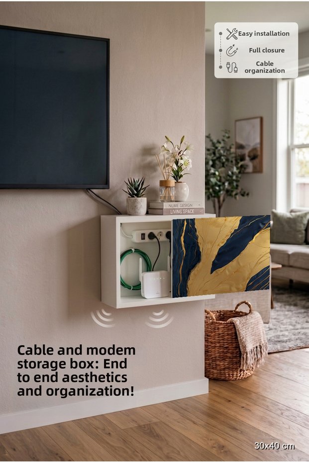 Custom Printed Aesthetic Wooden Multi-Purpose Cable Organizer Cabinet Cable Organizer Socket Cover