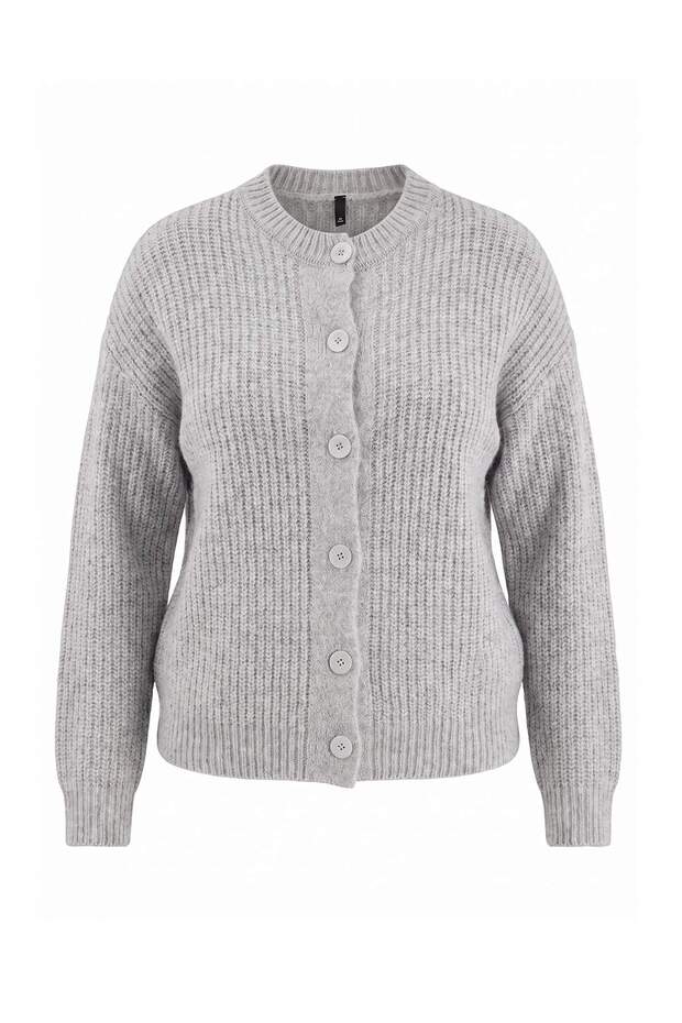 Wardrobe Essentials Gray Soft Textured Basic Knitwear Cardigan Tbbaw27Av00007