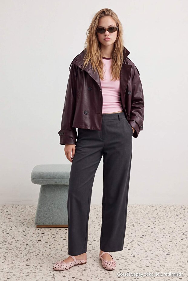 Anthracite Barrel Molded Fabric Trousers Twoaw27Pl00071