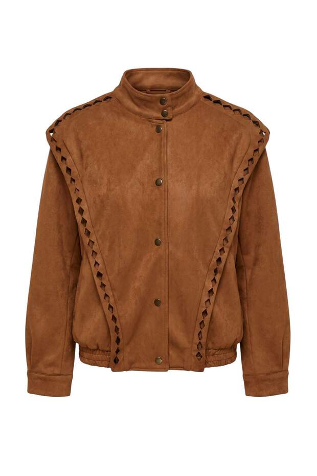Camel Oversize Suede Bomber Coat Twoaw27Mo00131