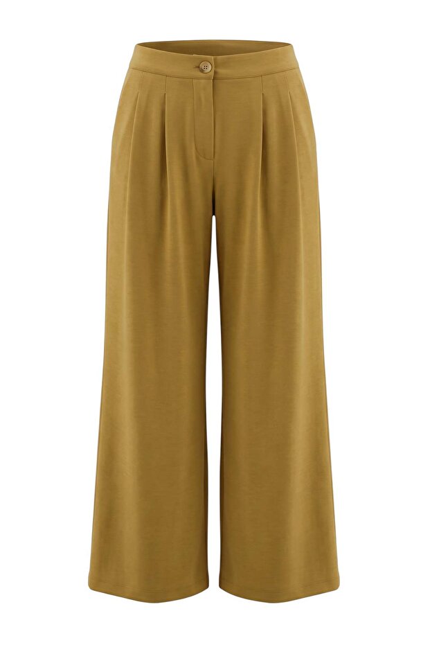 Haki Soft Touch Wide Leg/Geniş Paça Örme Pantolon TWOAW27PL00043