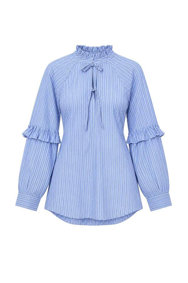 Blue Striped Oversize Shirt Tunic Tctaw27Tg00021