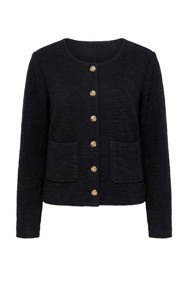 Siyah Bisiklet Yaka Crop Örme Büyük Beden Bluz TBBAW27AF00076