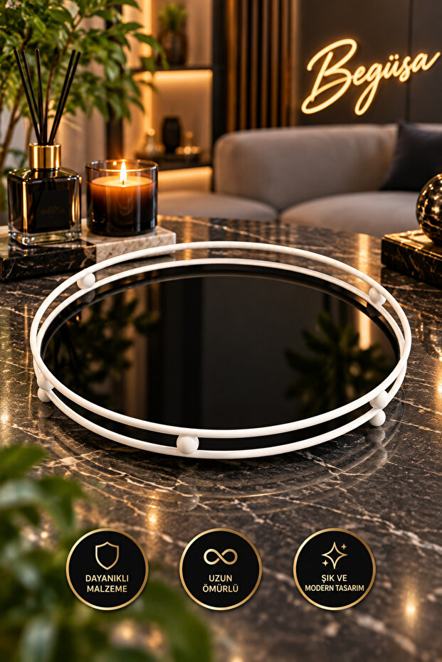 Miami Metal White Presentation Tray, Organizer, Treat, Promise Engagement Tray, Multi-Purpose Luxury Tray