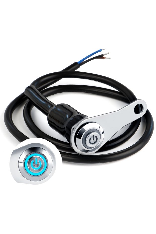 One Switch 1pcs Blue LED Motorcycle Handlebar Switches - 12V Stainless Steel with Fog Light Control