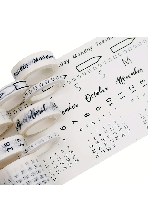 Calendar 9 Rolls Calendar Washi Tape Set Date Day Week Month Number Calendar Washi Masking Tape Deco