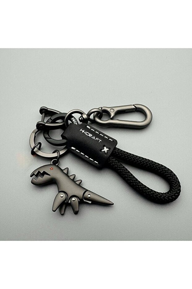 A 60g Overweight Pendant Minimalist Dinosaur Pendant - Premium Handmade Leather Keychain with Braide