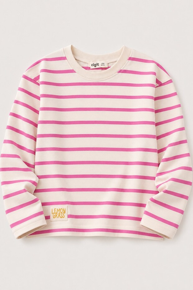 Seasonal Striped T-Shirt, 1-10 Years Old Fuchsia