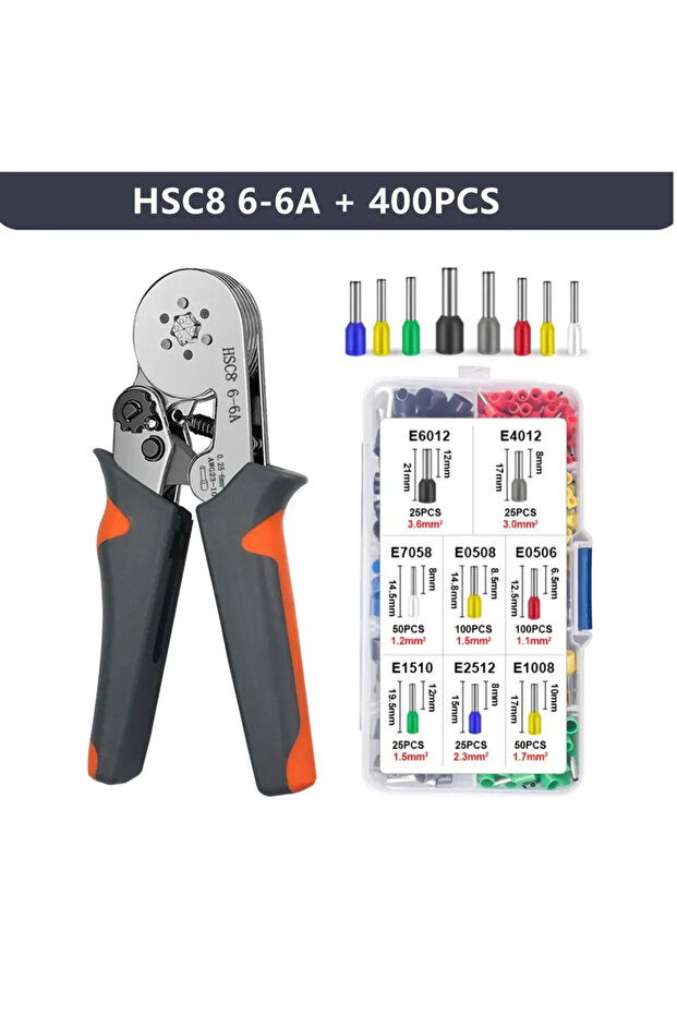 HSC8 6-6 400Pcs Crimping Tools Mini Electrical Pliers HSC8 6-4/6-6(0.25-10mm²/0.25-6mm²) Wire Connec